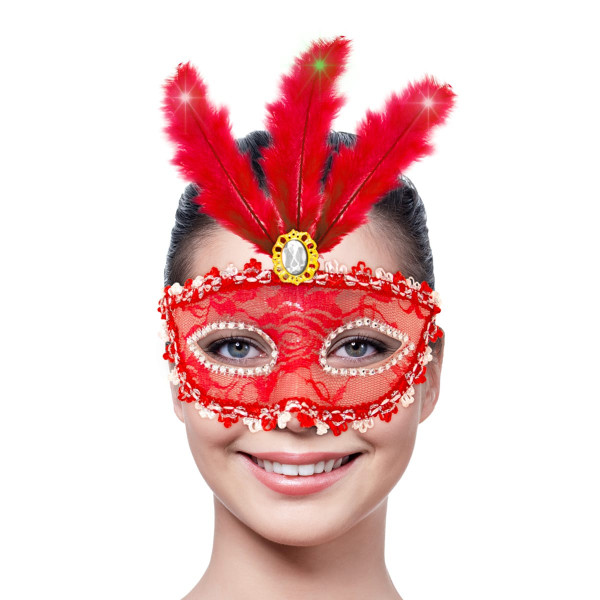 Maska Venezia czerwona z diodą LED
