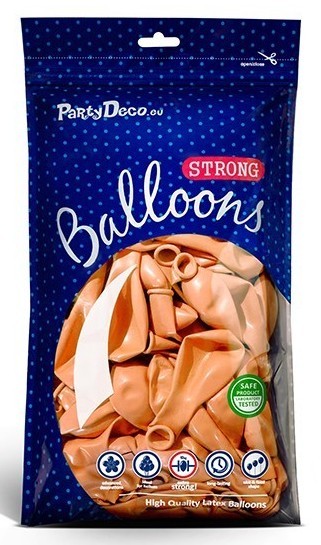 50 metalowych balonów Partystar morelowych 30cm 2