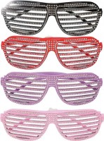 Widok: Fioletowe okulary imprezowe z kryształkami