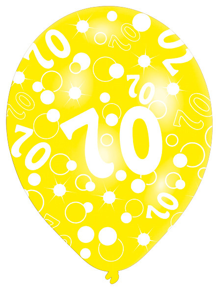 6 kleurrijke ballonnen 70e verjaardag 27,5 cm 4