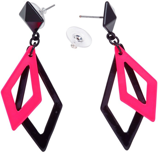 Pink-black neon diamond earrings