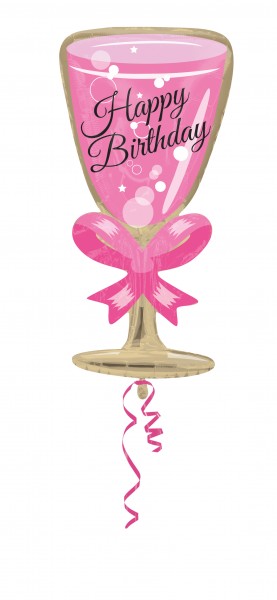 Geburtstagsballon Sektglas Cherry Pink