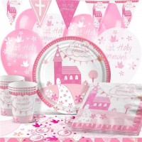 Deluxe first communion party set pink
