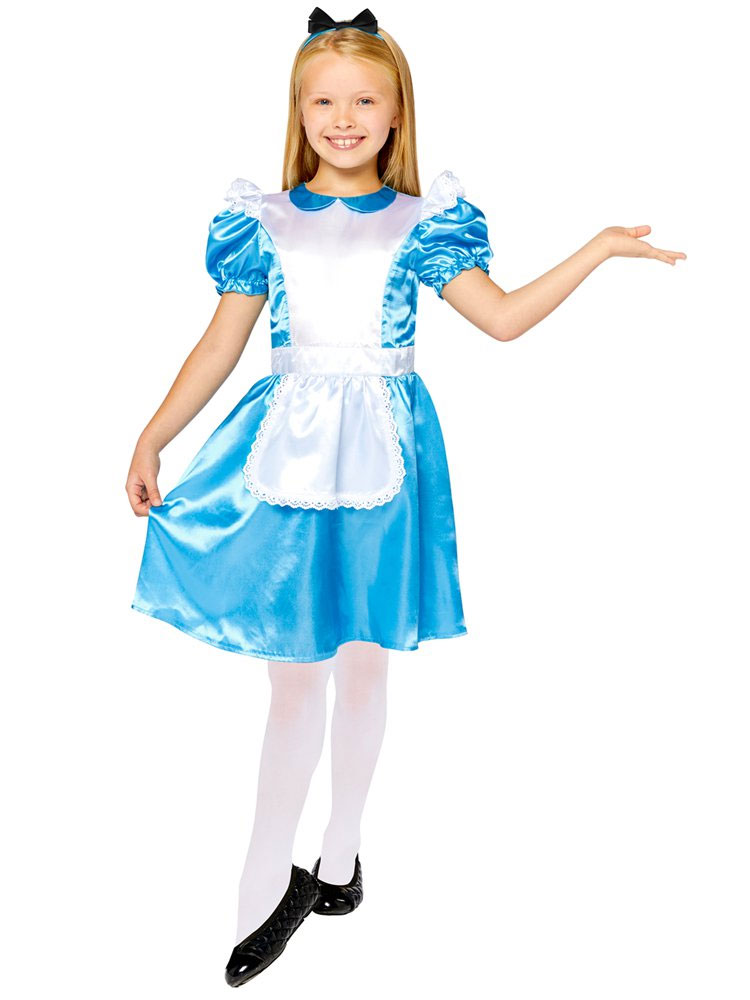 Bambina vestito di Alice nel Paese delle Meraviglie Costume soffiare bolle  Foto stock - Alamy