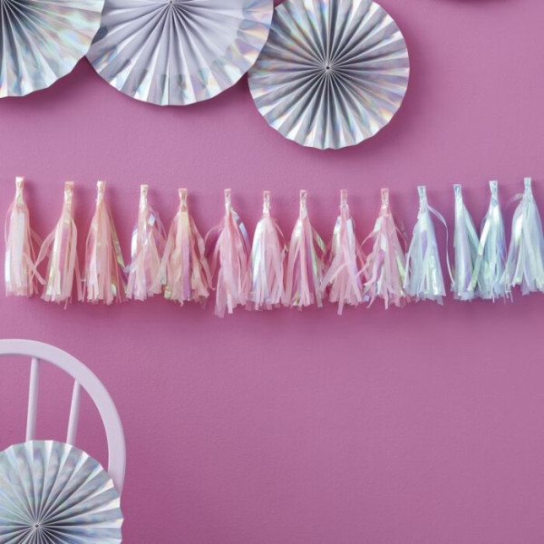 DIY girlanda z frędzlami z perłowym połyskiem 2m