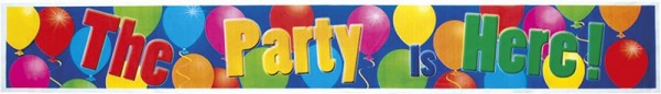 3 Il partito è qui Banner di palloncini colorati