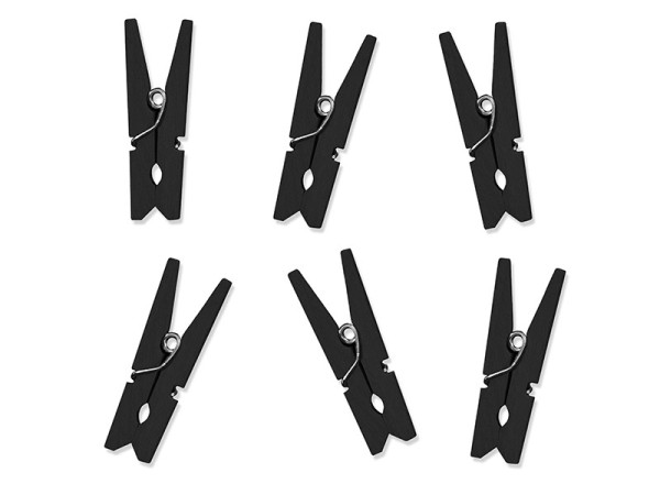 Mini wooden clips black 10 pcs
