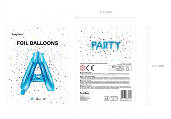 Folieballon Een azuurblauwe 35cm 3