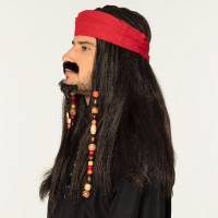 Preview: Beaded Pirate Wig with Headscarf & Beard