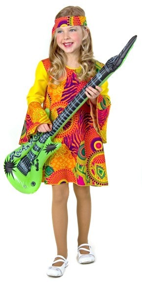 Gaudy hippie girl child costume