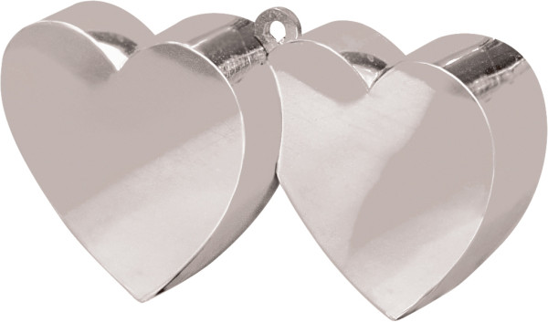 Double heart balloon weight in silver