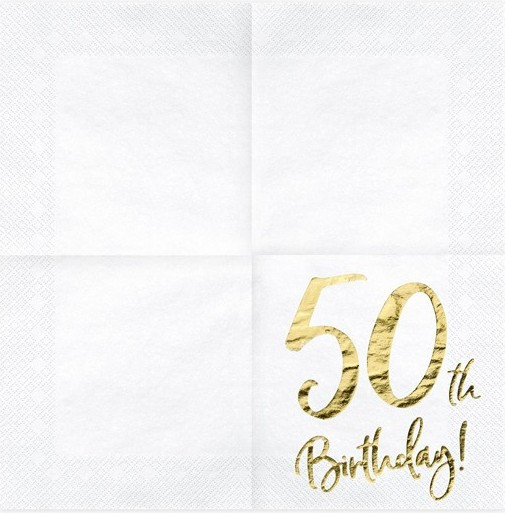 20 Glossy 50th Birthday Napkins 33cm