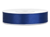25m satin ribbon, navy blue, 12mm wide