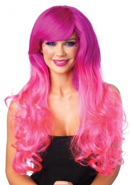Różowa peruka damska kręcona - dwa odcienie