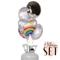 Vorschau: Schulkind Regenbogen Ballonbouquet-Set mit Heliumbehälter
