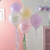 Oversigt: 5 fødselsdagsballoner Bella pastel 30cm
