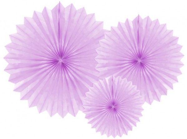 3 paper rosettes party star lavender