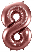 Roségoldene metallic Zahl 8 Ballon 86cm