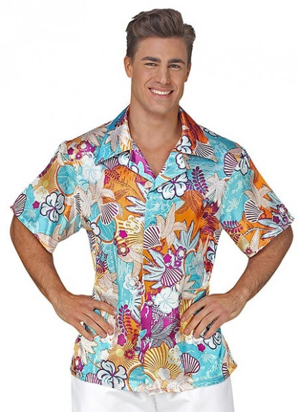Turkusowa hawajska koszula męska