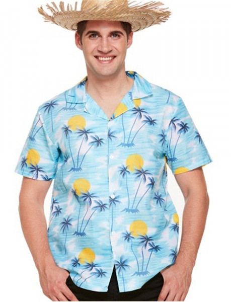 Camicia hawaiana azzurra Sunshine per uomo