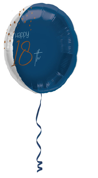 18th Birthday folieballon elegant blauw 45 cm