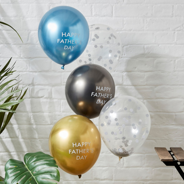 5 ballons en latex Happy Fathers Day 31cm