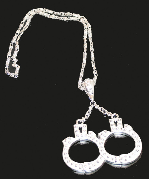 Handschellen Halskette mit Bling-Bling