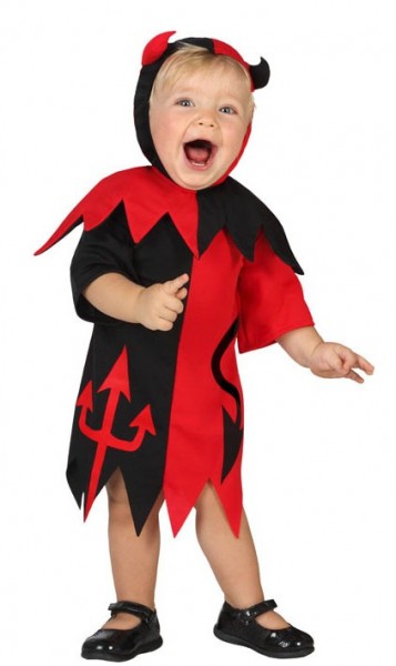 Disfraz de diablo rojo-negro dulce para niño