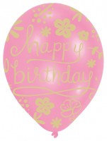 Preview: Mix of 6 floral happy birthday balloons