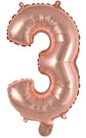 Zahl 3 roségoldener Folienballon 40cm