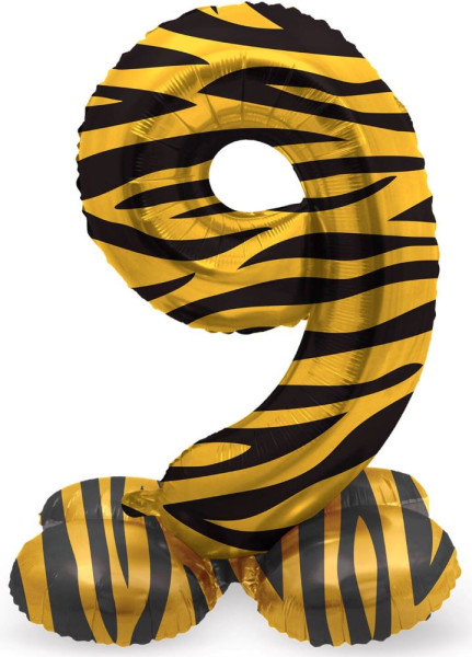 Standing Number 9 Balloon Tiger 41cm