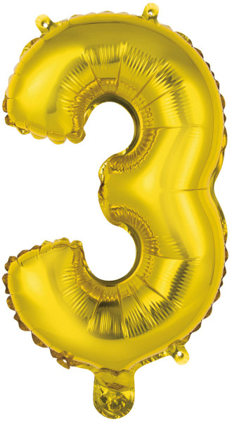 Mini foil balloon number 3 gold 40cm