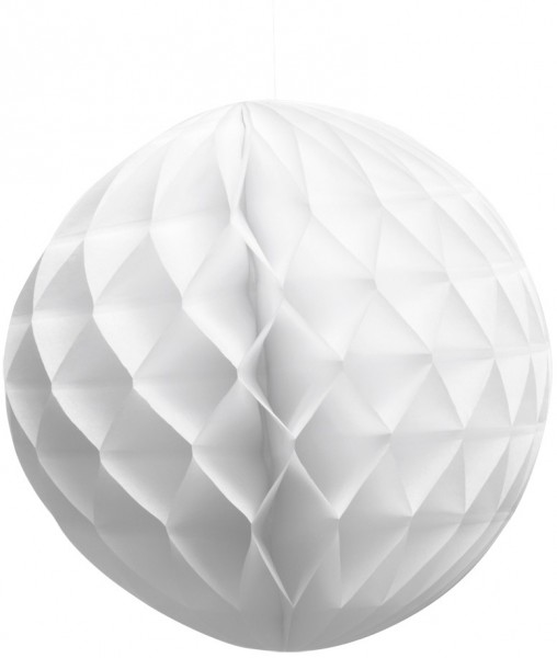 Biała kula o strukturze plastra miodu wykonana z papieru 25cm