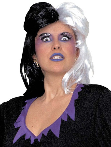 Peluca Cruella Goth negro blanco mujer