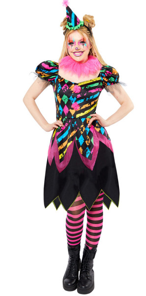 Kostium damski klauna w neonowym kolorze