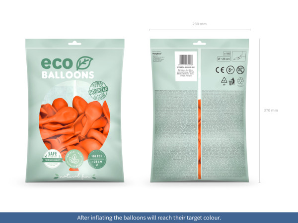 100 eco pastel balloons orange 26cm