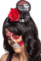 Voorvertoning: Dia De Los Muertos Mini-hoge hoed met roos