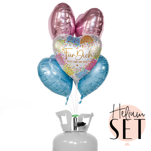 Für Dich Konfetti Ballonbouquet-Set mit Heliumbehälter