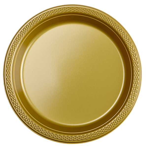 20 platos de plástico dorado 17,7cm