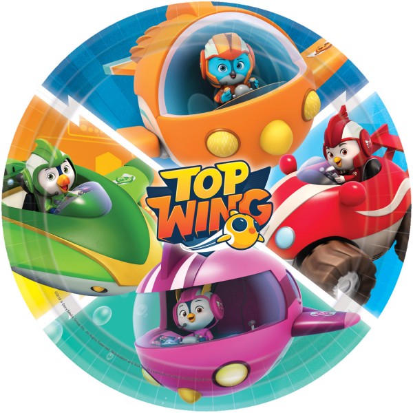 8 Top Wing Heroes paper plates 23cm