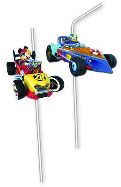 6 racer Mickey sugrör 24cm