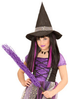 Preview: Purple-black long hair wig for children