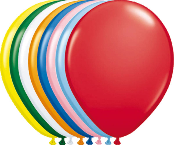 10 farverige balloner grundstørrelse 30 cm