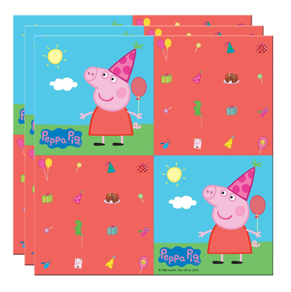 20 servilletas de cumpleaños Peppa Pig 33cm