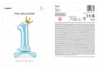 Vorschau: Babyblue Zahl 1 Folienballon stehend