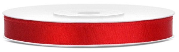 25m Satin Ribbon Red 6mm wide