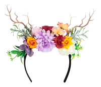 Diadem with colorful flowers and branches