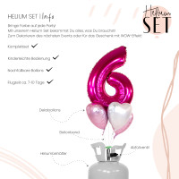 Vorschau: XXL Zahl 6 Pink Ballonbouquet-Set mit Heliumbehälter