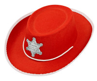 Chapeau de cowboy shérif rouge pour enfant