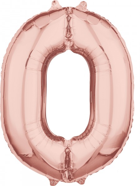 Nummer 0 roségouden folieballon 66cm